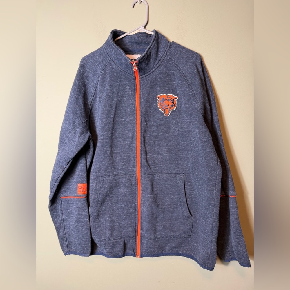 Chicago Bears full zip hooded jacket by NFL Team Apparel‎ Heathered Blue Logo XL